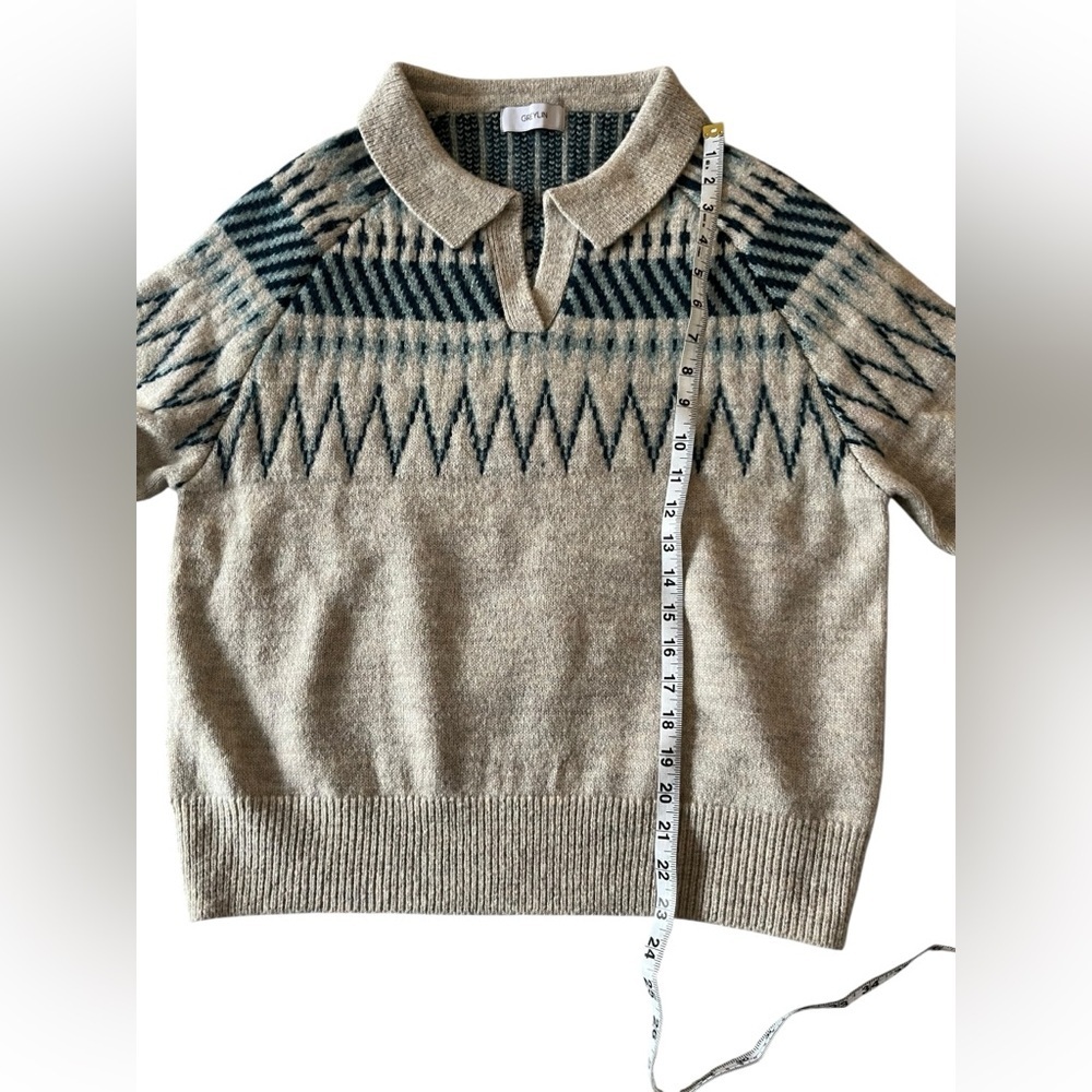 Greylin Nordic Fair Isle Collared Sweater, Size M - Picture 5 of 7